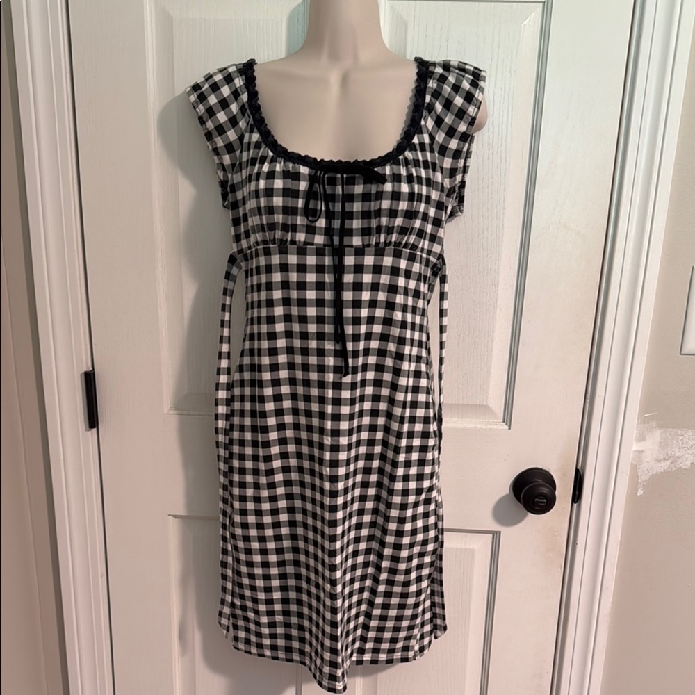 Betsey Johnson Ribbon Babydoll Checkered Dress